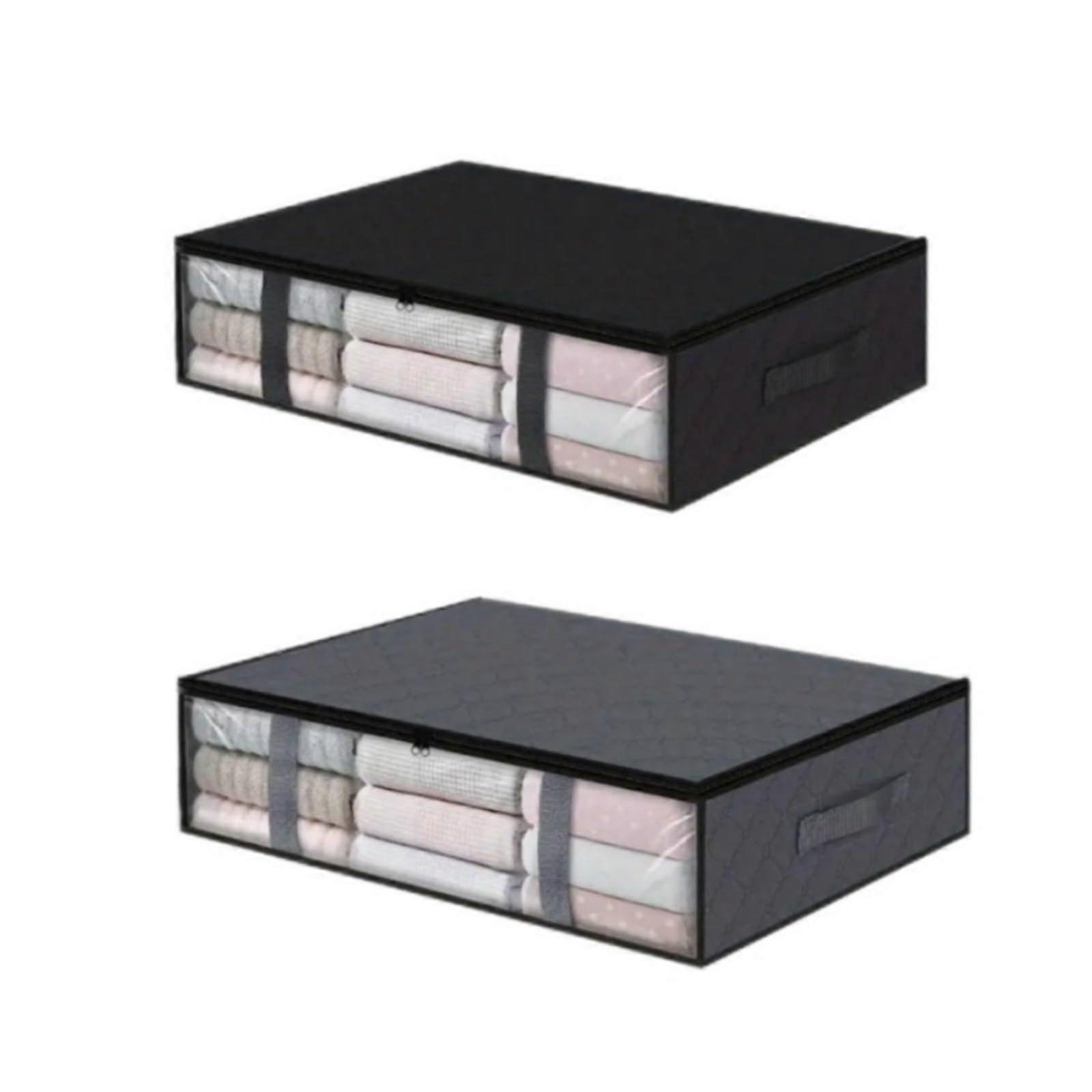 Foldable Under Bed Storage Containers with Clear Window and Handles for Clothes and Blankets