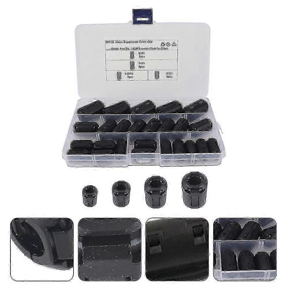Ferrite Ring Choke for Power Cables, 25 Pcs Cord Noise Suppressor Filter