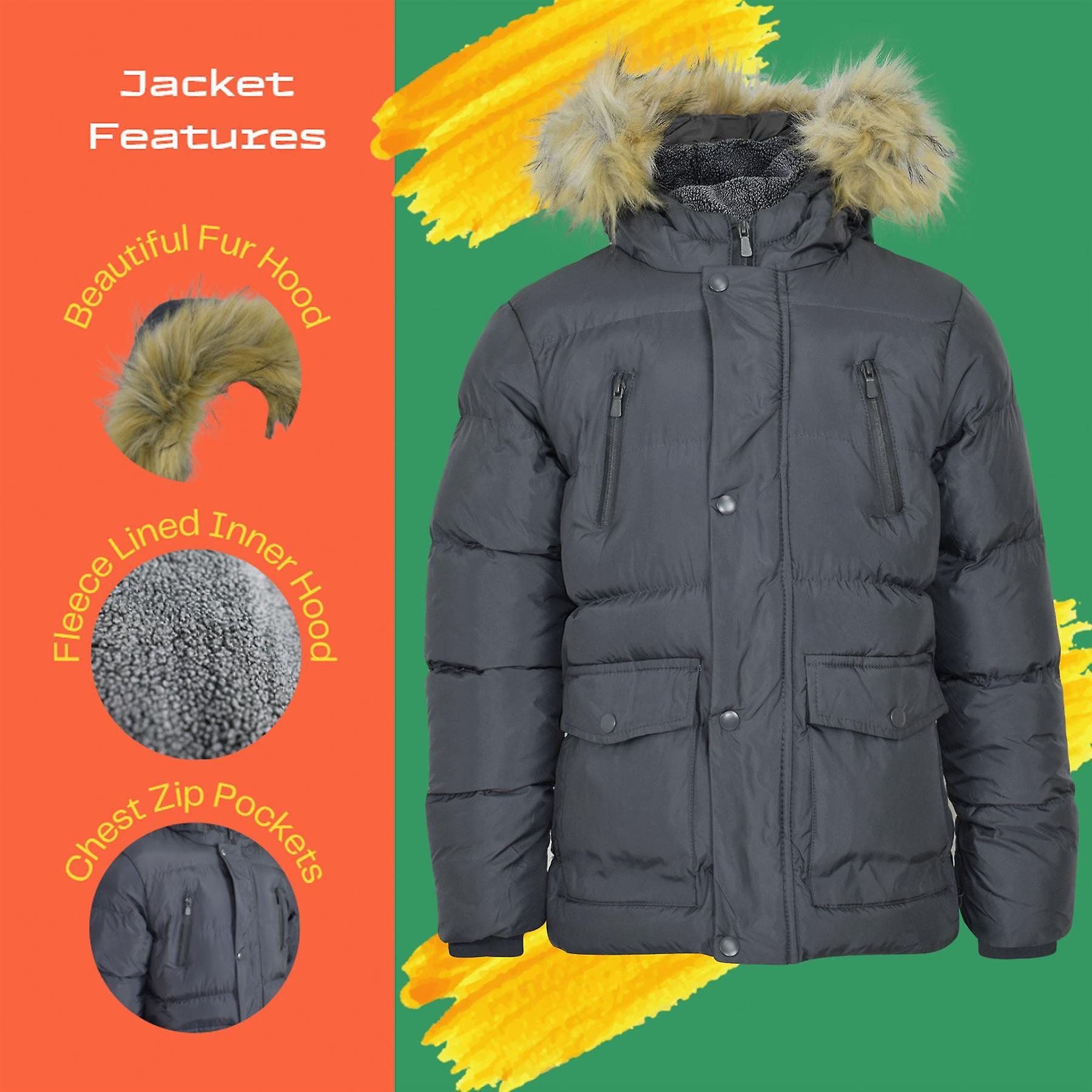 Boys Hooded Fleece Puffer Jacket Bubble Coat Fruugo DK