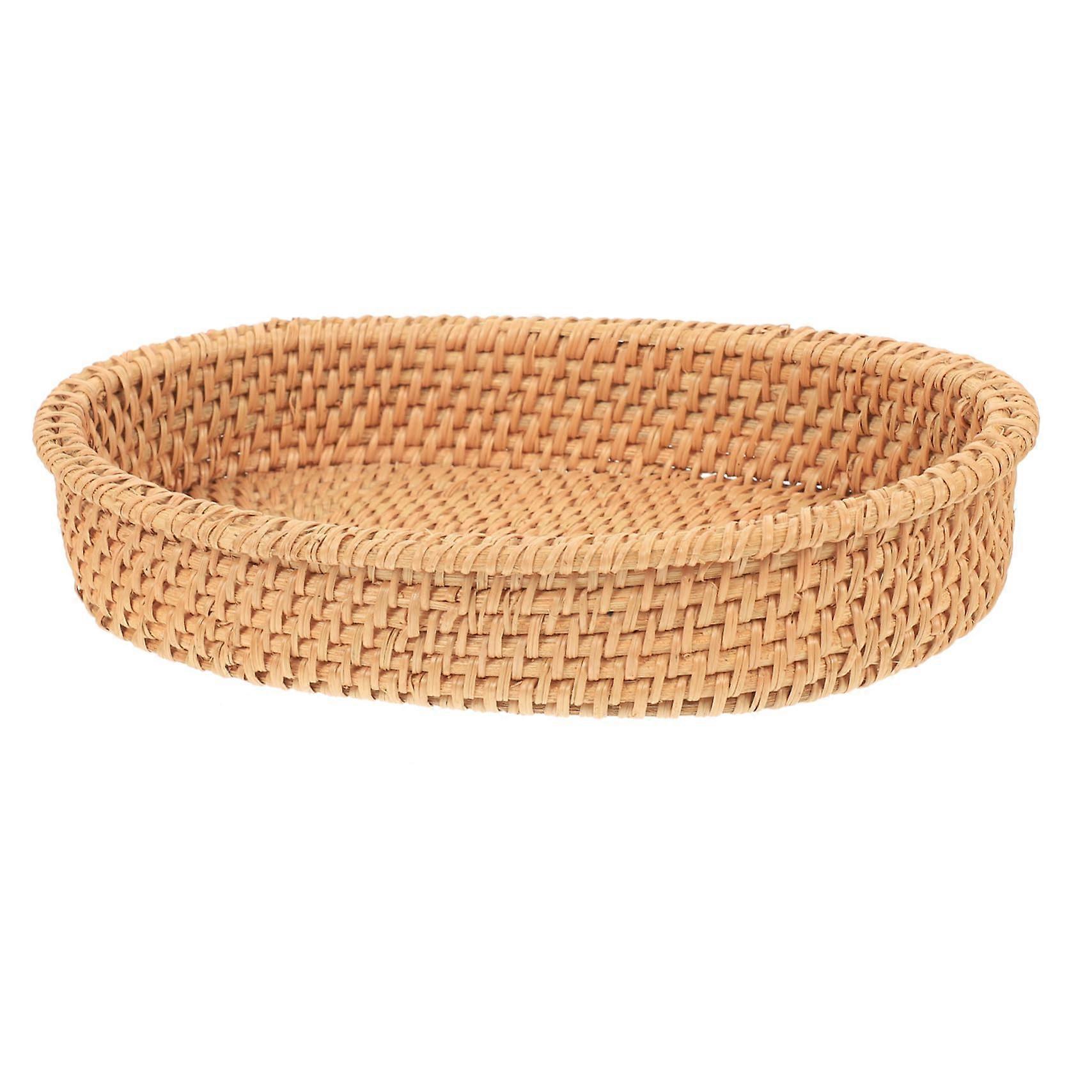 Rattan Fruit Basket with Spacious Storage, Rustic Bamboo Woven Design for Kitchen Counter Decor