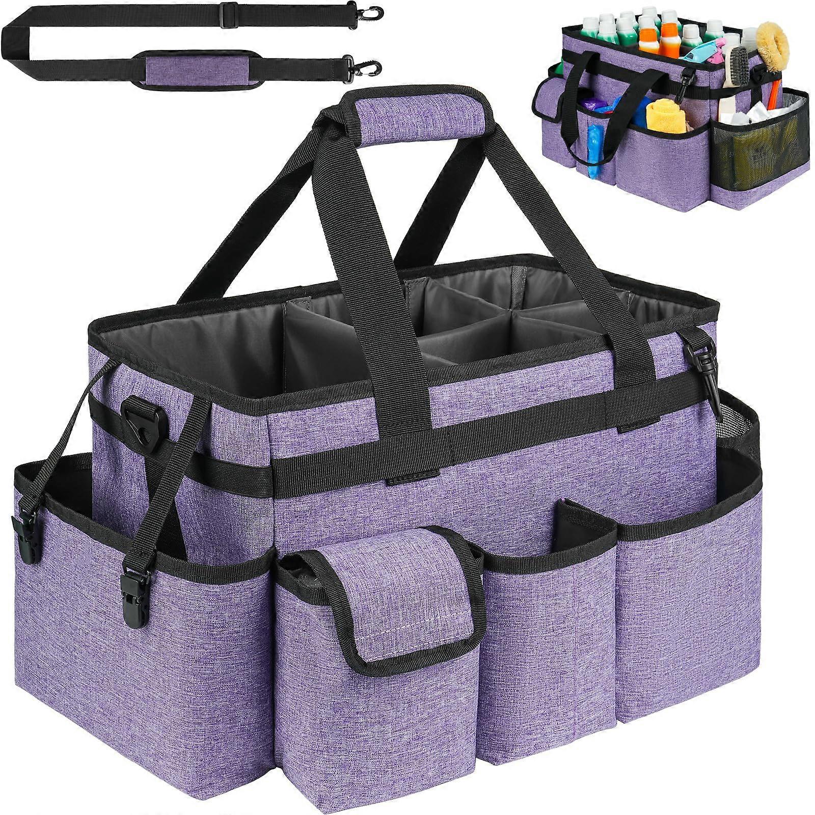 Large Cleaning Caddy Bag with Pockets and Adjustable Shoulder Strap