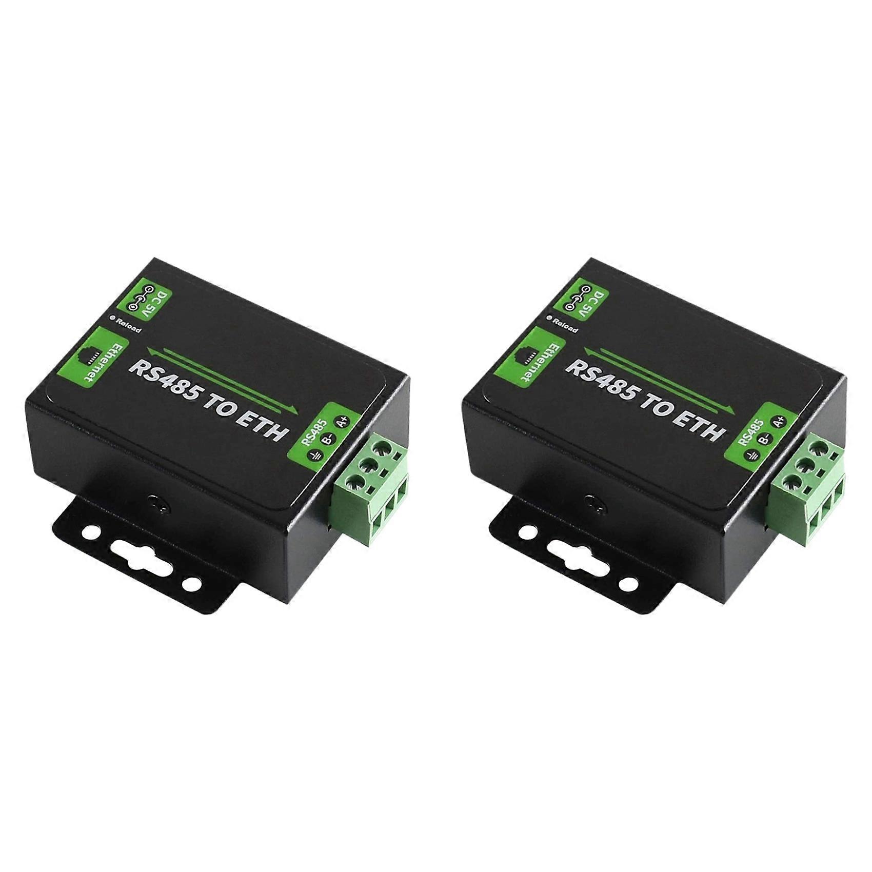 2X RS485 to Ethernet Converter with High-Speed Low-Power RS485 to RJ45 Easy to Communicate Between US Plug Black