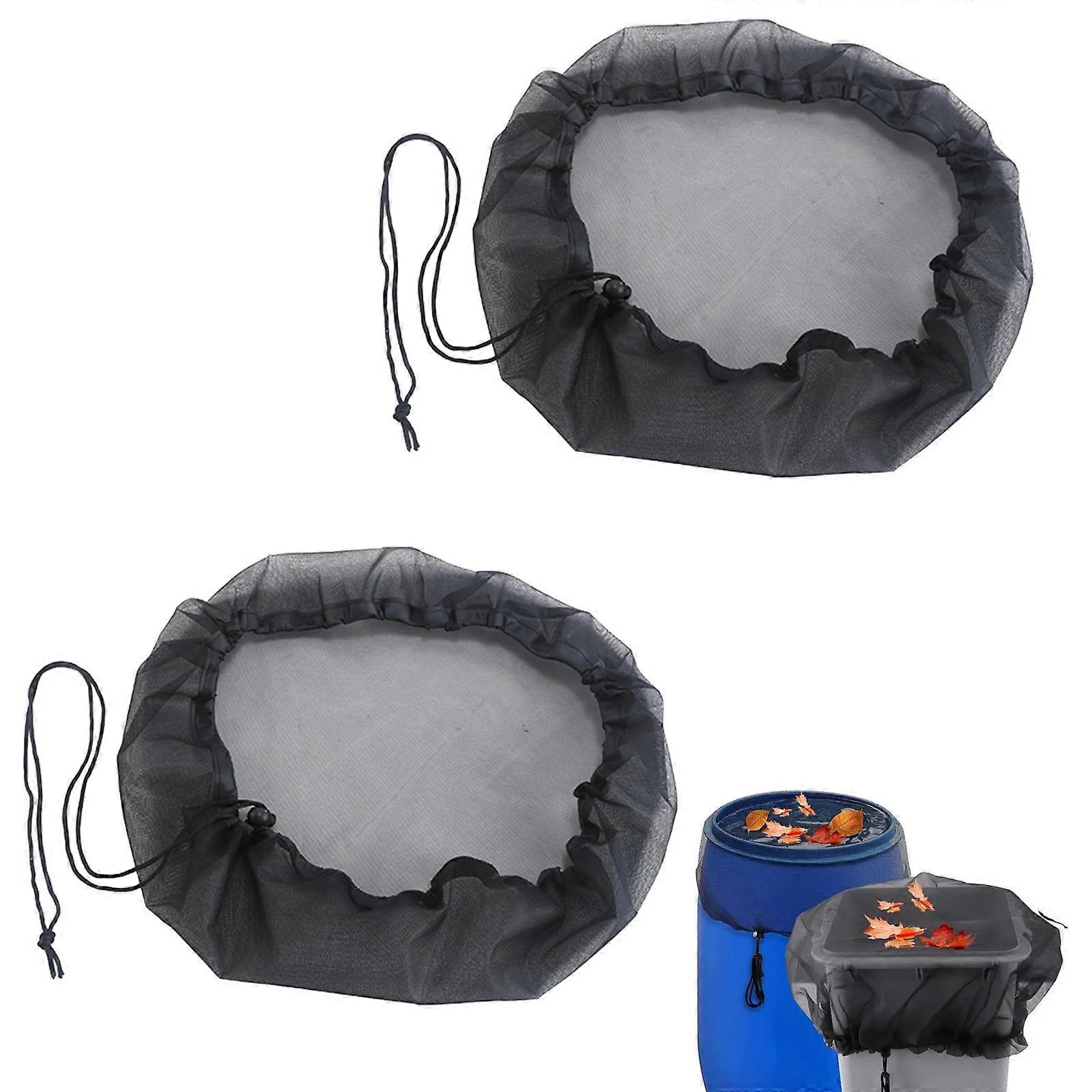 2 Pack Adjustable Rain Barrel Mesh Cover with Drawstring, Mosquito Blocking and Debris Resistant