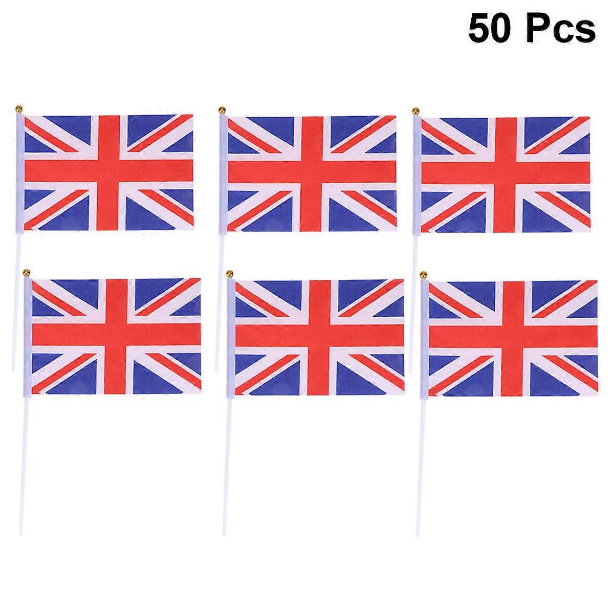 Mini Flag Stick for Decoration 50Pcs Britain Uk Hand Held Small Flags