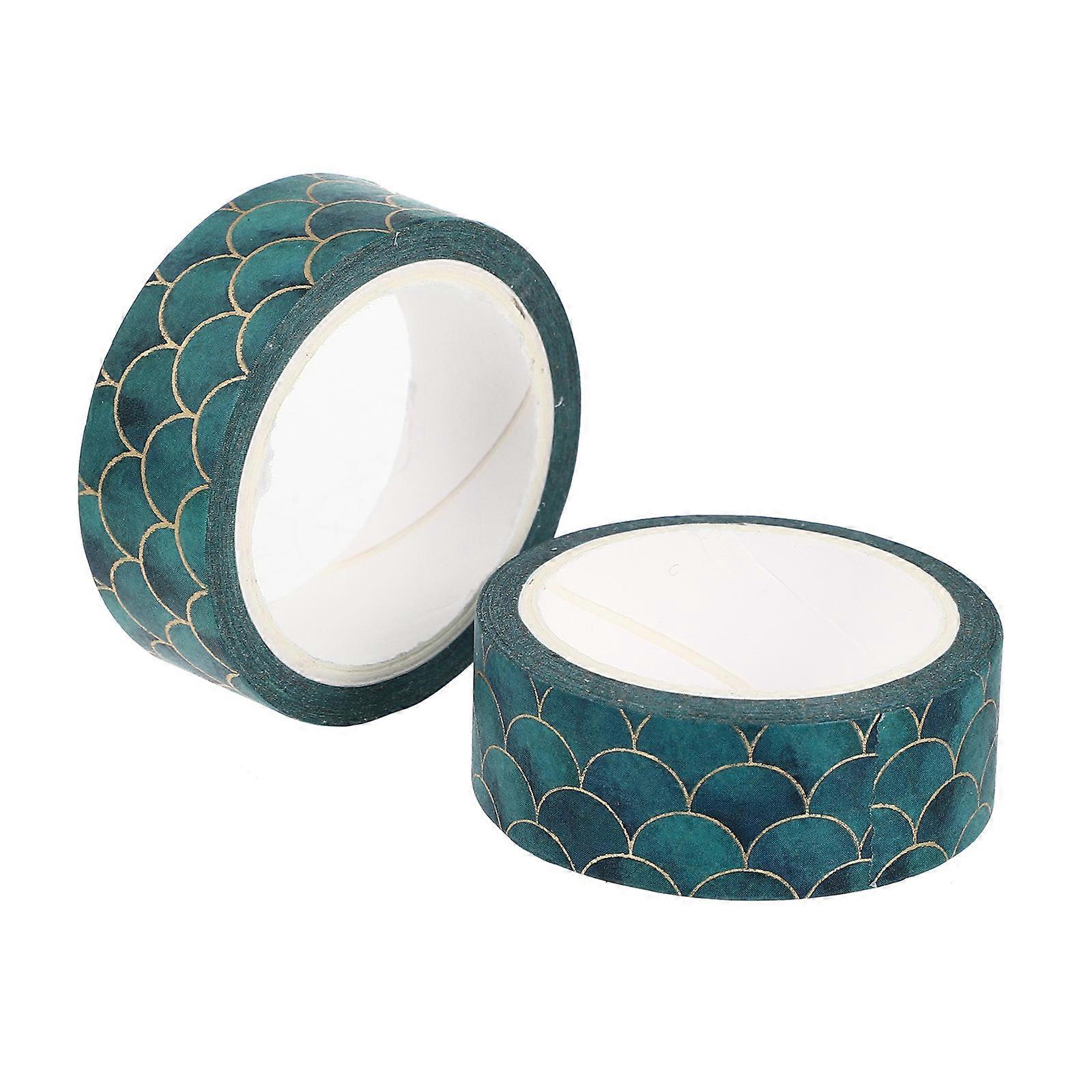 Fish Scale Pattern Paper Tape for Creative Use 2Pcs Assorted Colors