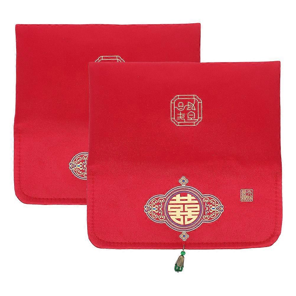 Chinese Wedding Red Envelopes Fabric Red Envelopes for Wedding 2Pcs Invitation