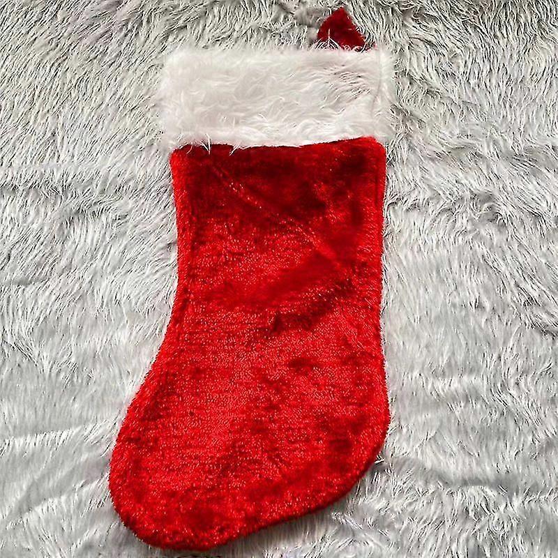 Red Plush Thickened Christmas Hat and Sock Set