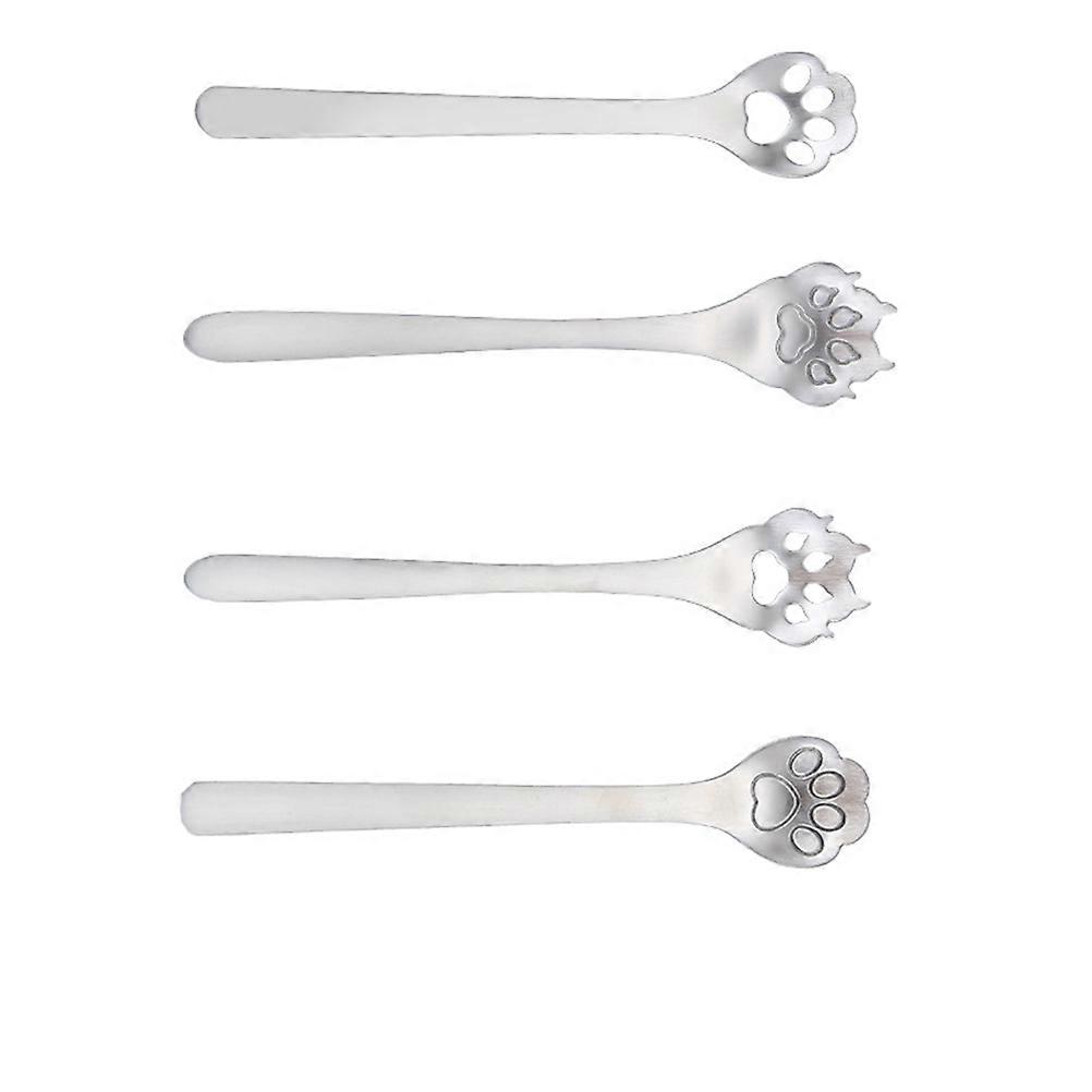 Silver Stainless Steel Stirring Spoon Set Creative Coffee Spoon 4Pcs Pack