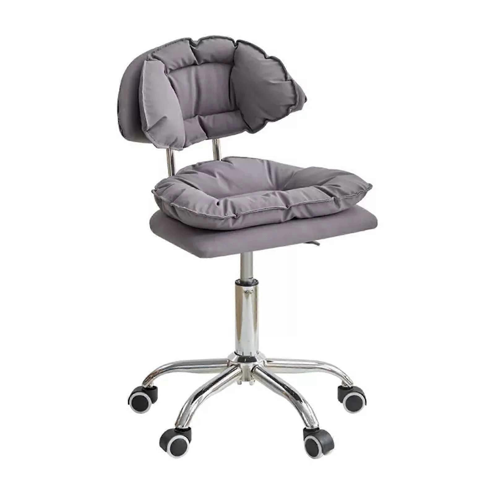 Swivel Rolling Stool with Wheels and Backrest, Adjustable Salon Chair with Ergonomic Support, Dark Gray