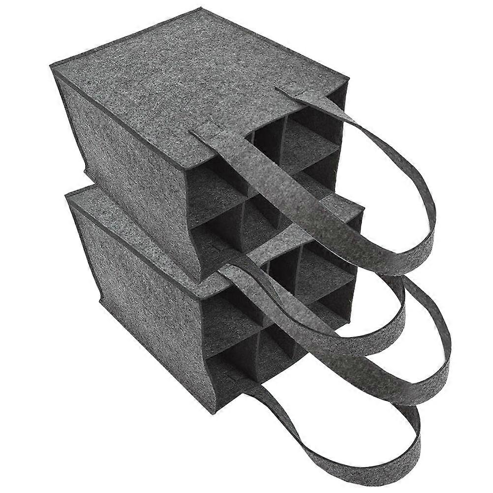 Red Carrying Bag for Storage 2Pcs Felt Bags Grey