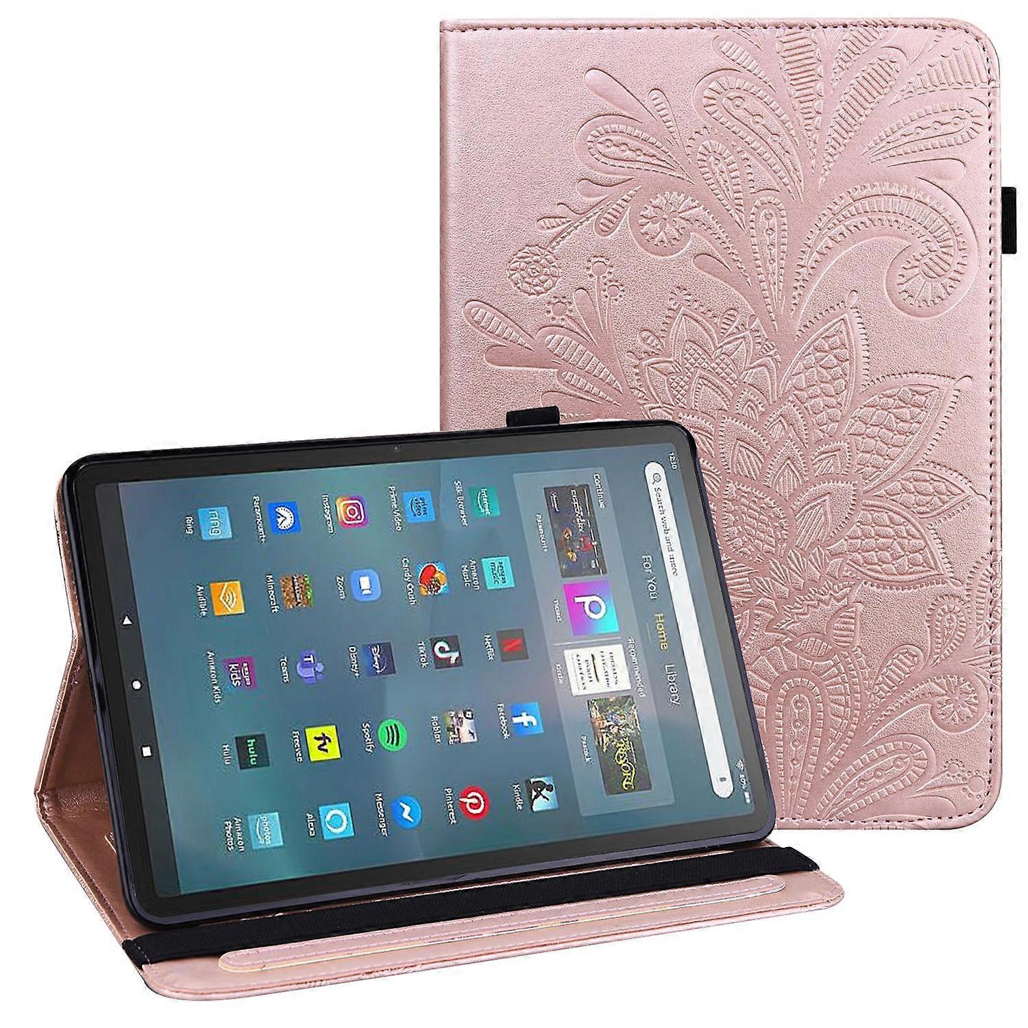 For Amazon Fire Max 11 Stand Tablet Leather Case Flower Imprinting Wallet Tablet Cover