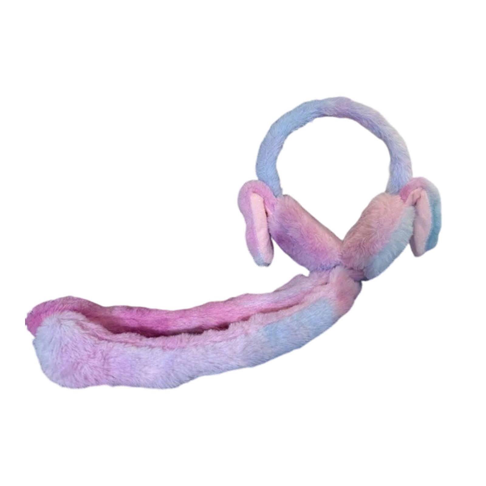 Adjustable Plush Rabbit Ears Protectors Warm Thickened Earmuffs Portable for Travel and Outdoor Activities Multicolor