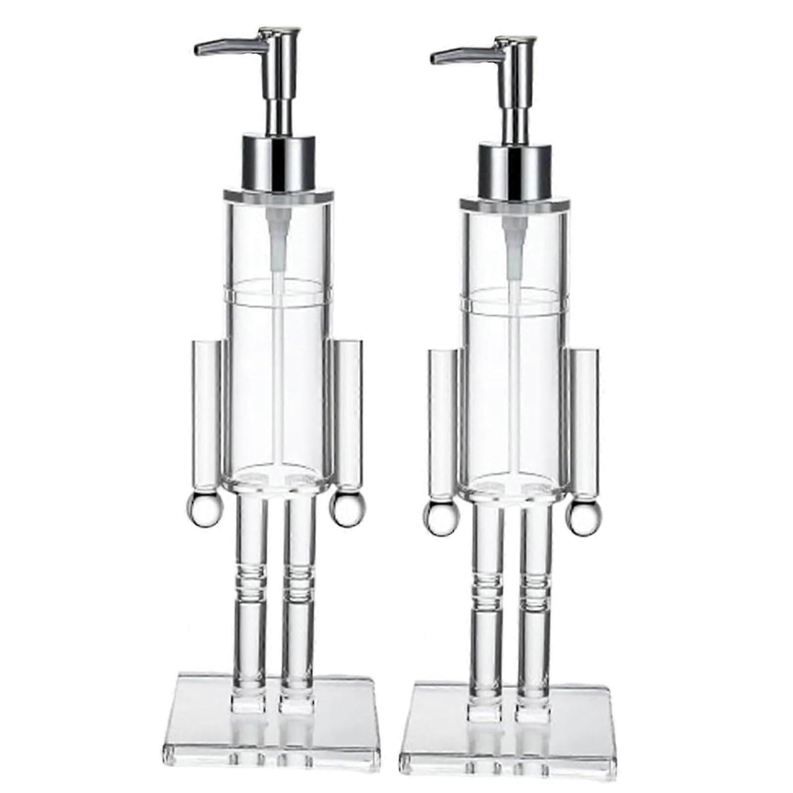 Christmas Soap Dispenser Set, Clear Acrylic Nutcracker Pump, Leak and Easy Refill, 2pcs