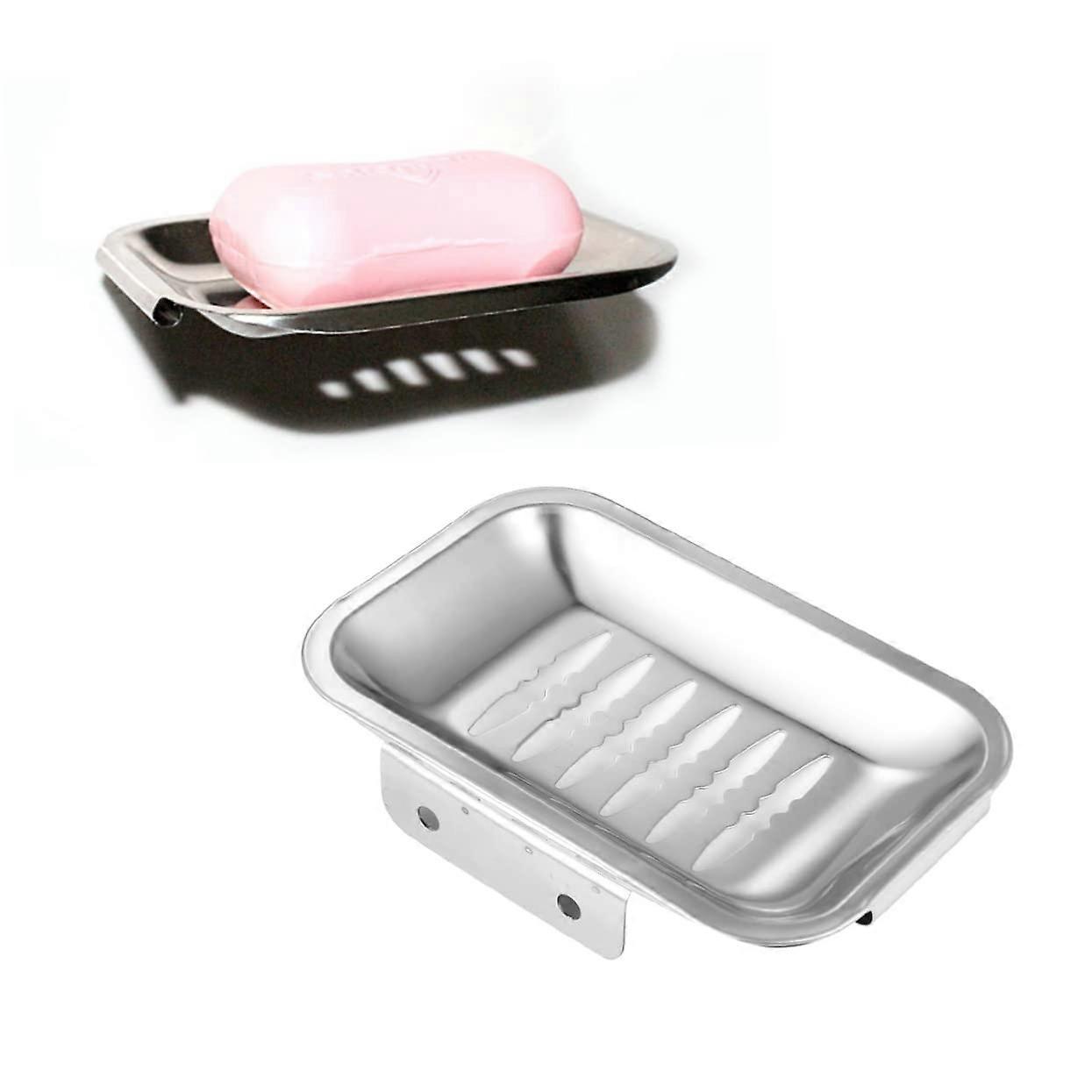 Stainless Steel Soap Dish Rustproof Wall Mounted Rectangular Basket with Secure Double Screw Mount