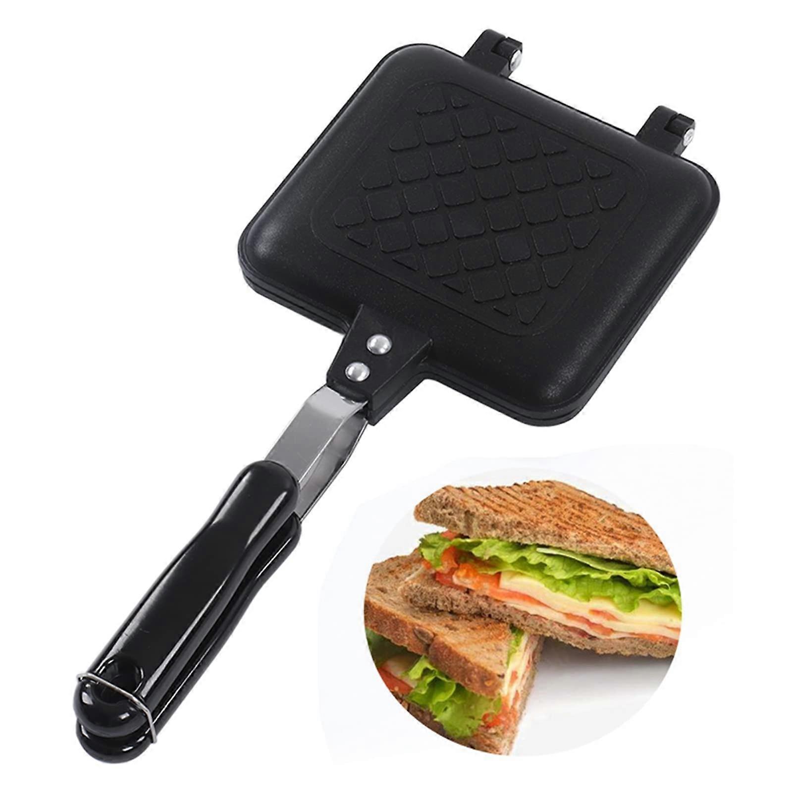 Double Sided Nonstick Sandwich Maker Panini Press Grill for Breakfast with Heatproof Handle