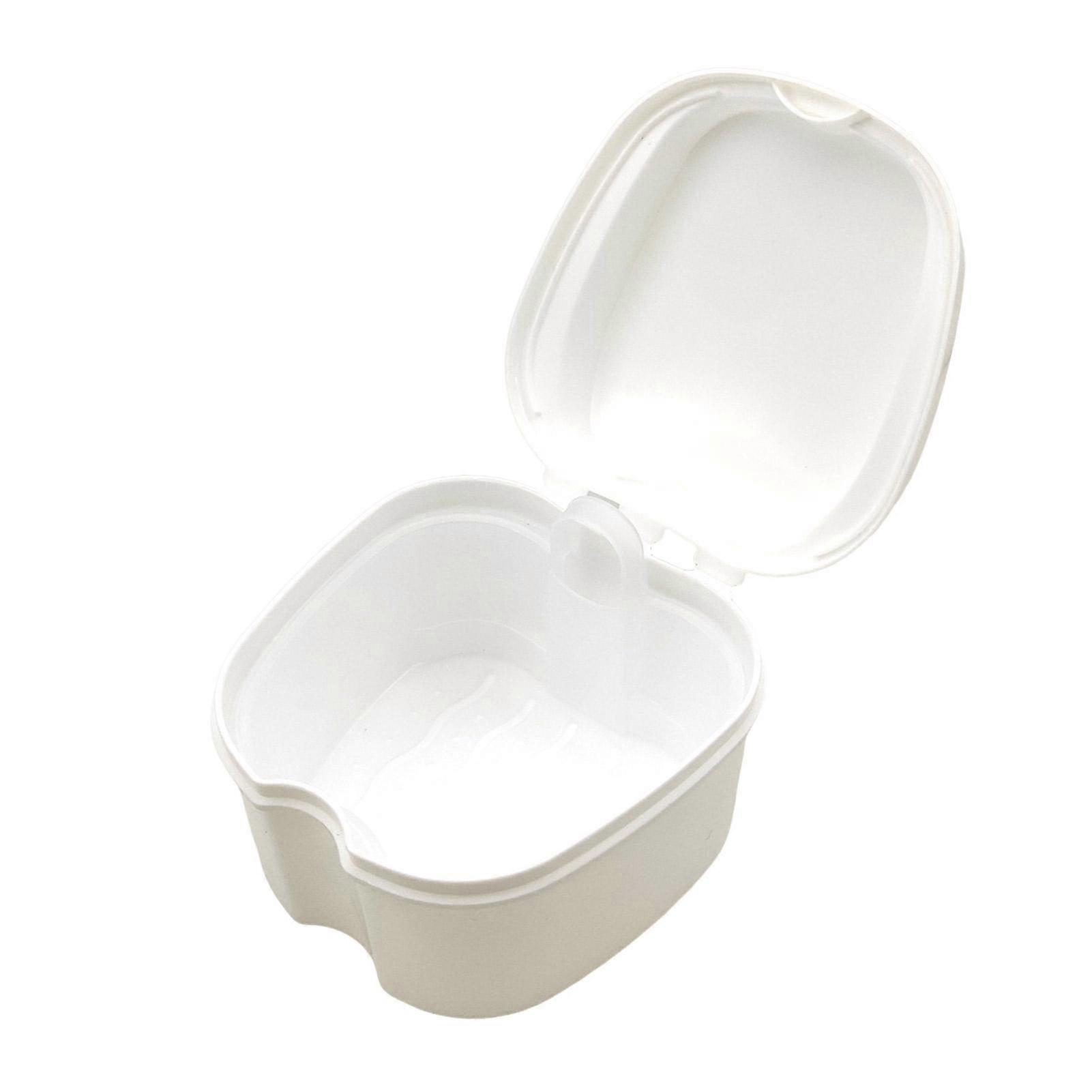 Dentures Case Portable Soaking Denture Bath Box with Strainer Basket Invisible Brace Retainer Mouth
