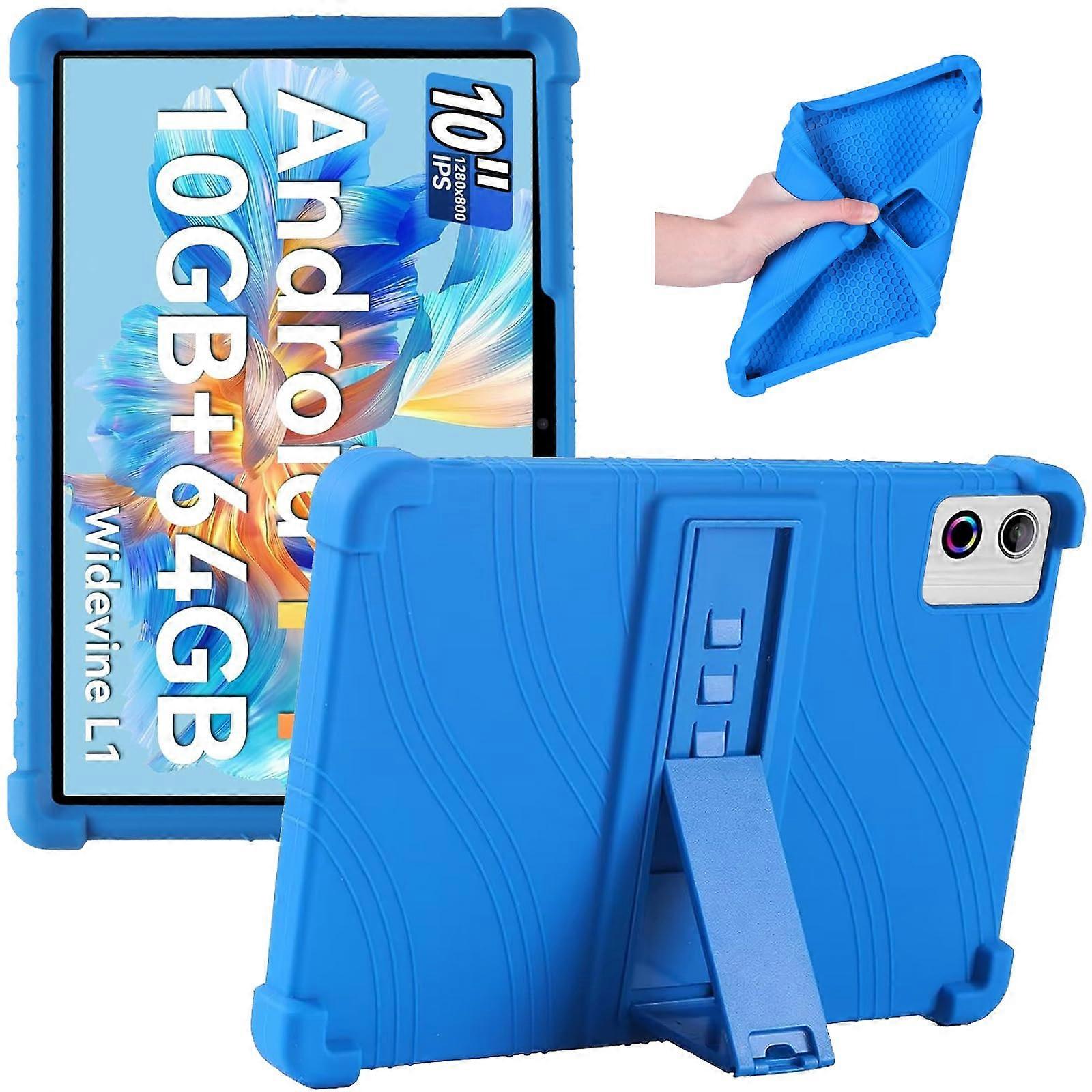 Tablet Case for A10 10 Inch Tablets, Shockproof Silicone Cover with Kickstand, Blue