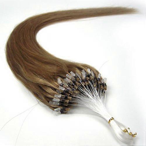18 Inch Remy Human Hair Extensions Micro Ring Loop Silky Straight 100S Medium Ash Brown