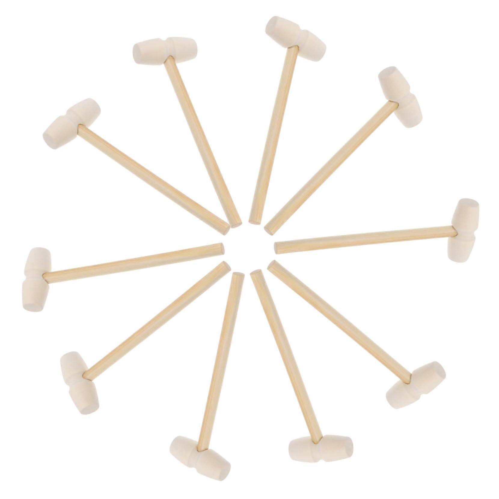 10pcs Solid Wood Mini Wooden Mallets for Kids Learning Crafting Play with Ergonomic Handle