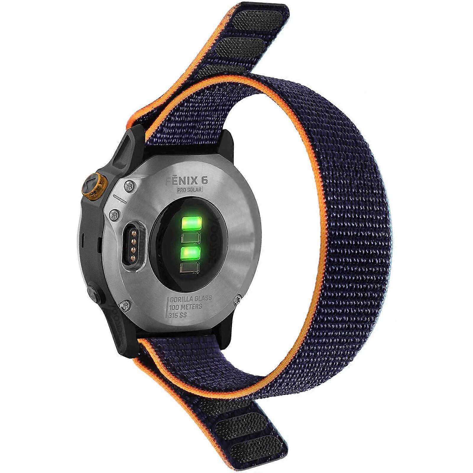 22mm Nylon Loop Quick Release Adjustable Quick Dry Band Navy Blue Watch Strap for Garmin Fenix