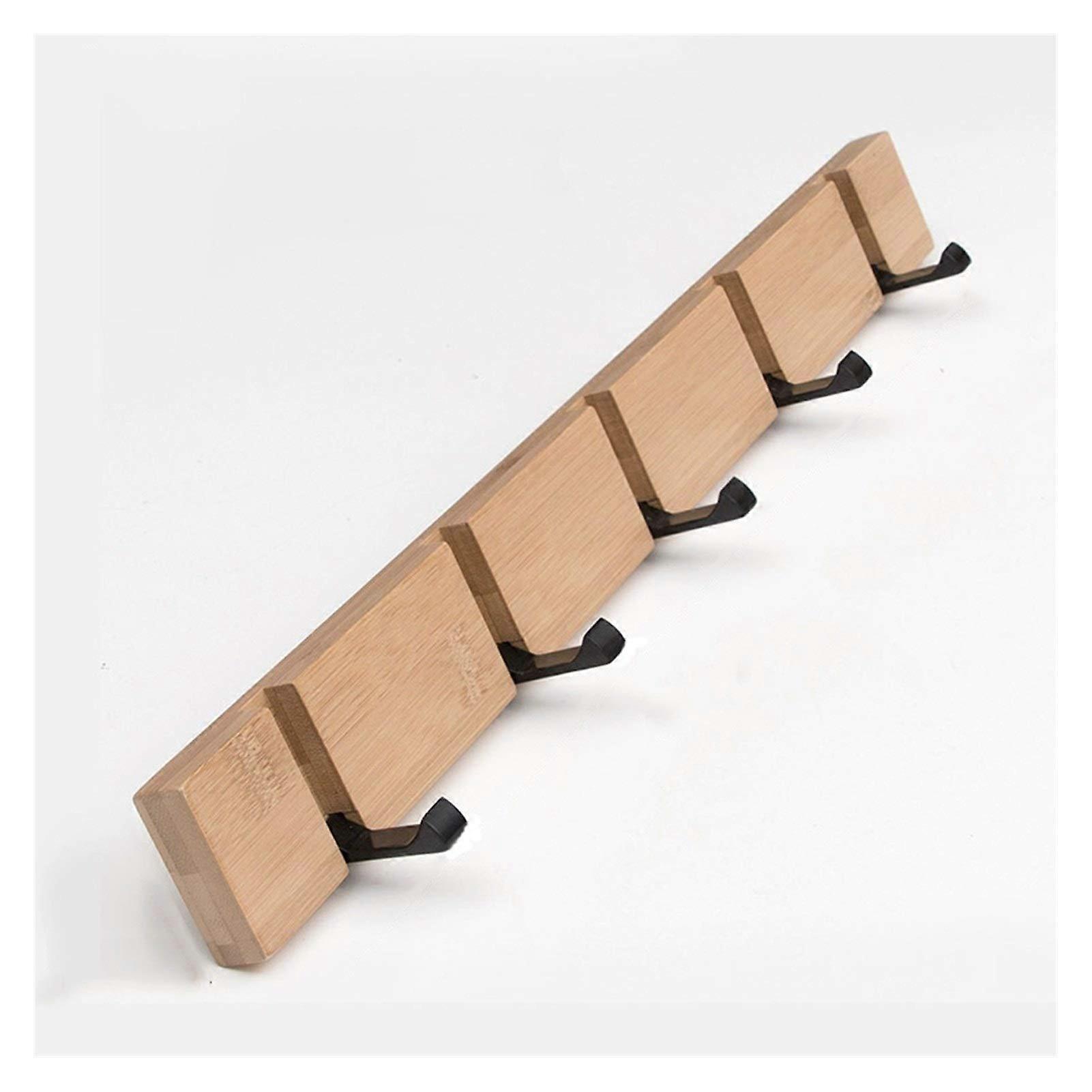 Wall Mounted Coat Rack with Foldable Bamboo Hooks, SpaceSaving Modern Minimalist Design