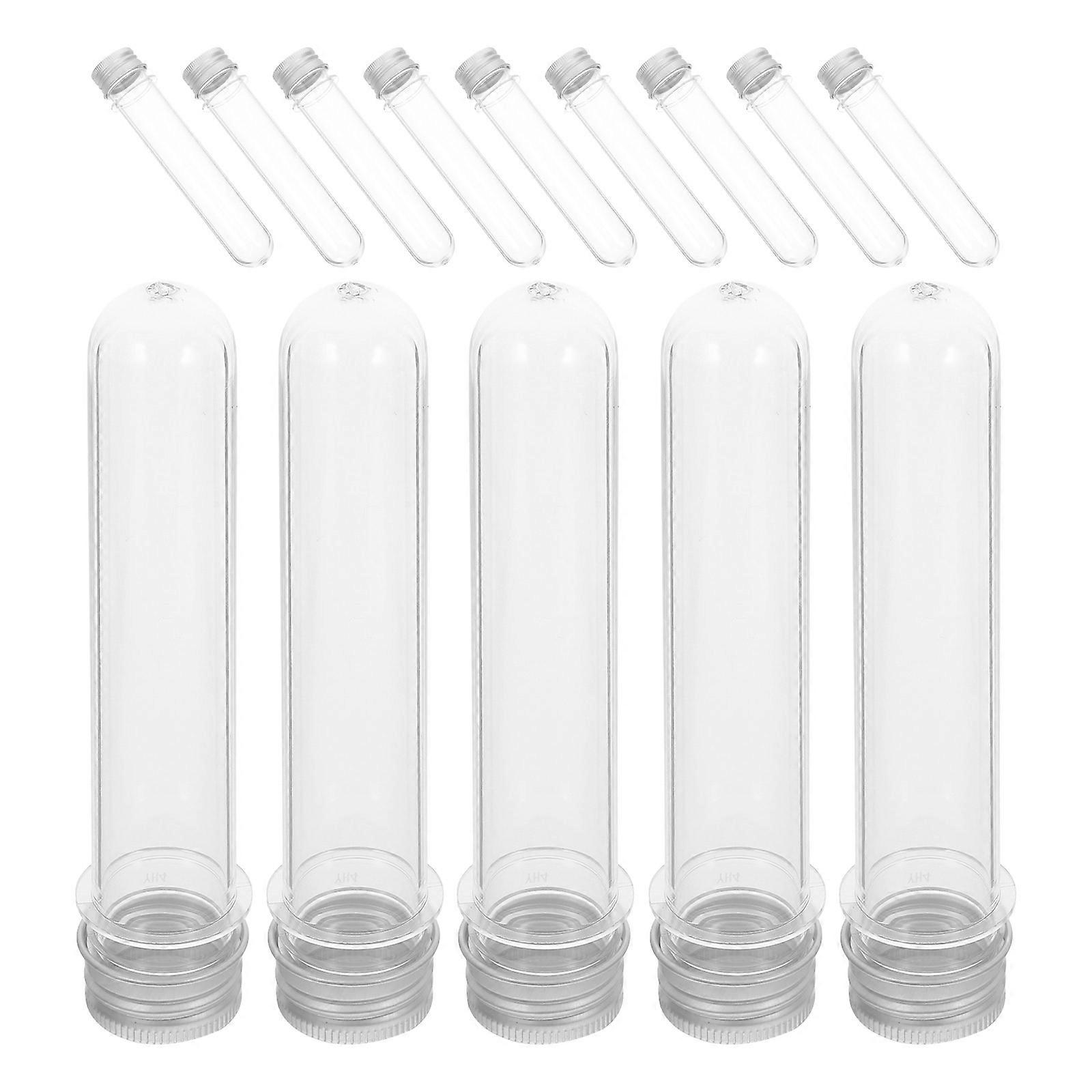 60Pcs Transparent Plastic Test Tubes for Storage Caps