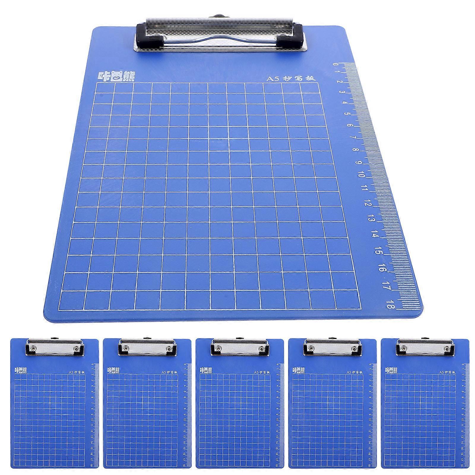 Blue Plastic Clipboard for Writing with Calibration Board 6Pcs with Hanging Loop