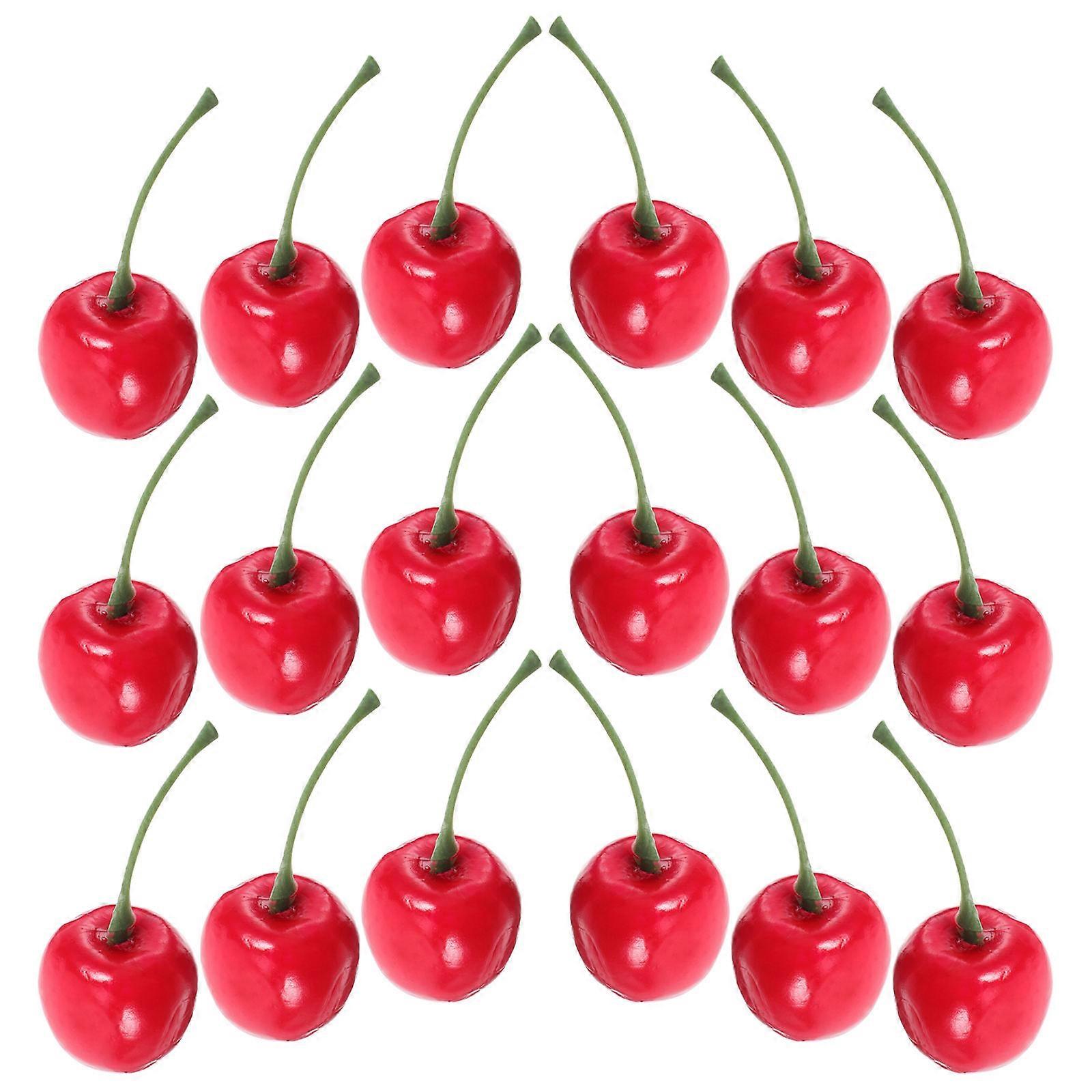 80Pcs Artificial Cherries for Decoration Red Plastic Mini Fruit Models