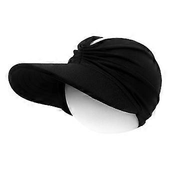 AWZXDE Solskjermhatter for kvinner Strandhatt Pakbar Bred Brem med Hestehalehull Sommer Solhatt For Sport Svart