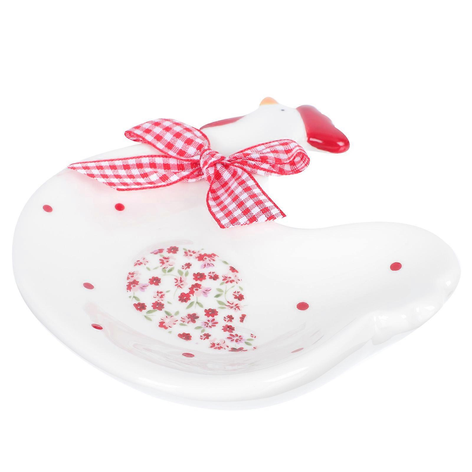 Red Ceramic Dessert Plate Three-Dimensional Embossed Tableware for Storage Use 2Pcs