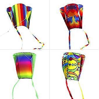 Vliegers voor kinderen en volwassenen, 4-delige regenboogset met kleine zakvliegers voor beginners, gemakkelijk te vliegen, kleine zachte vlieger met lange staart voor jongens en meisjes met vliegerstel.