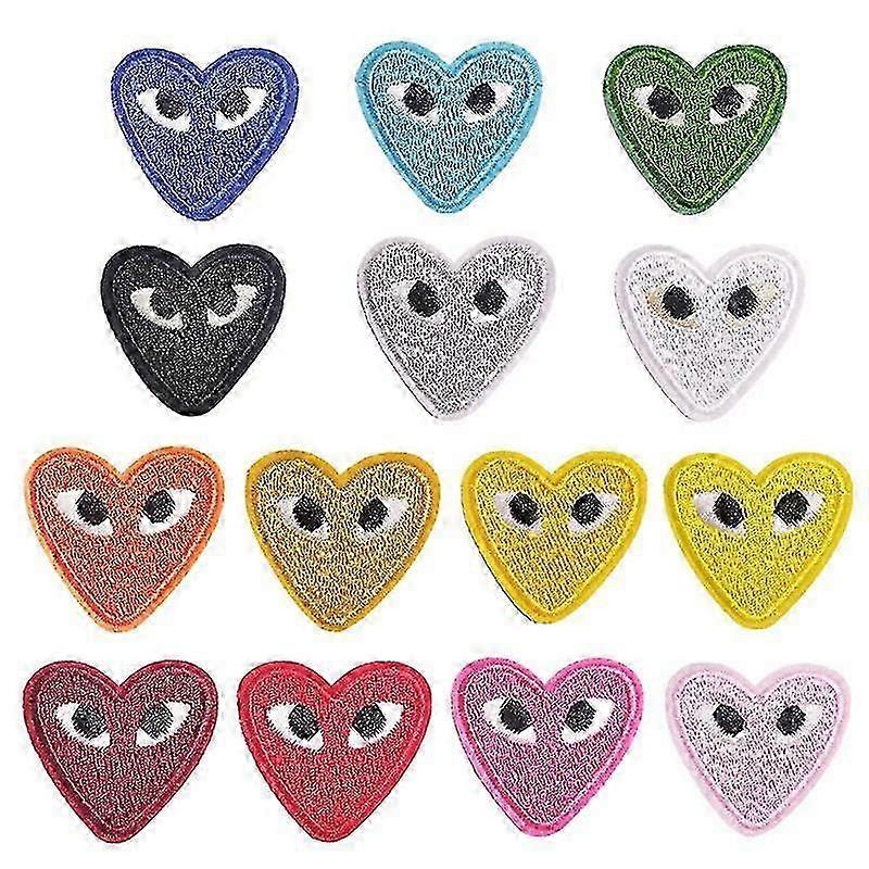 14 buc colorat inima brodate pânză Patch