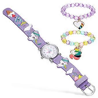 1 Conjunto Crianças Unicórnio Assista Assista Cartoon Watch com pulseiras delicadas Nice aniversário presentes do dia das crianças