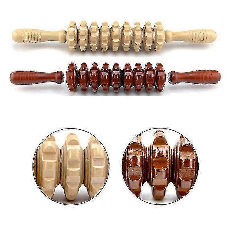 Nine-Wheel Wood Roller for Muscle Trigger Points