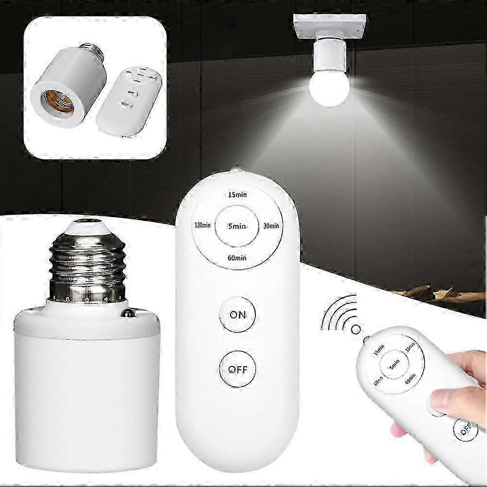 E27 Remote Control Light Socket Smart Wireless Lamp Holder with Timer (15/30/60/120min)