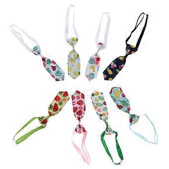 Pet Tie Adjustable Collar for Dogs and Cats 8Pcs Summer Neckties Set with Fruit Patterns