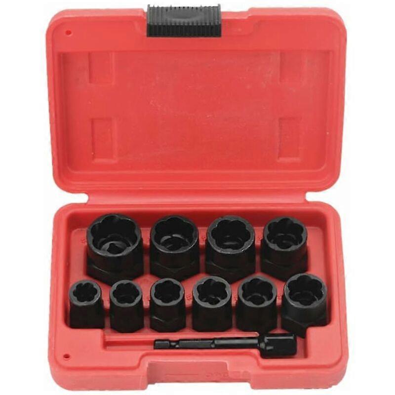 11 Pcs 9.5Mm Impact Bolt Extractor Tool Set With Toolbox Sockets & Socket Sets