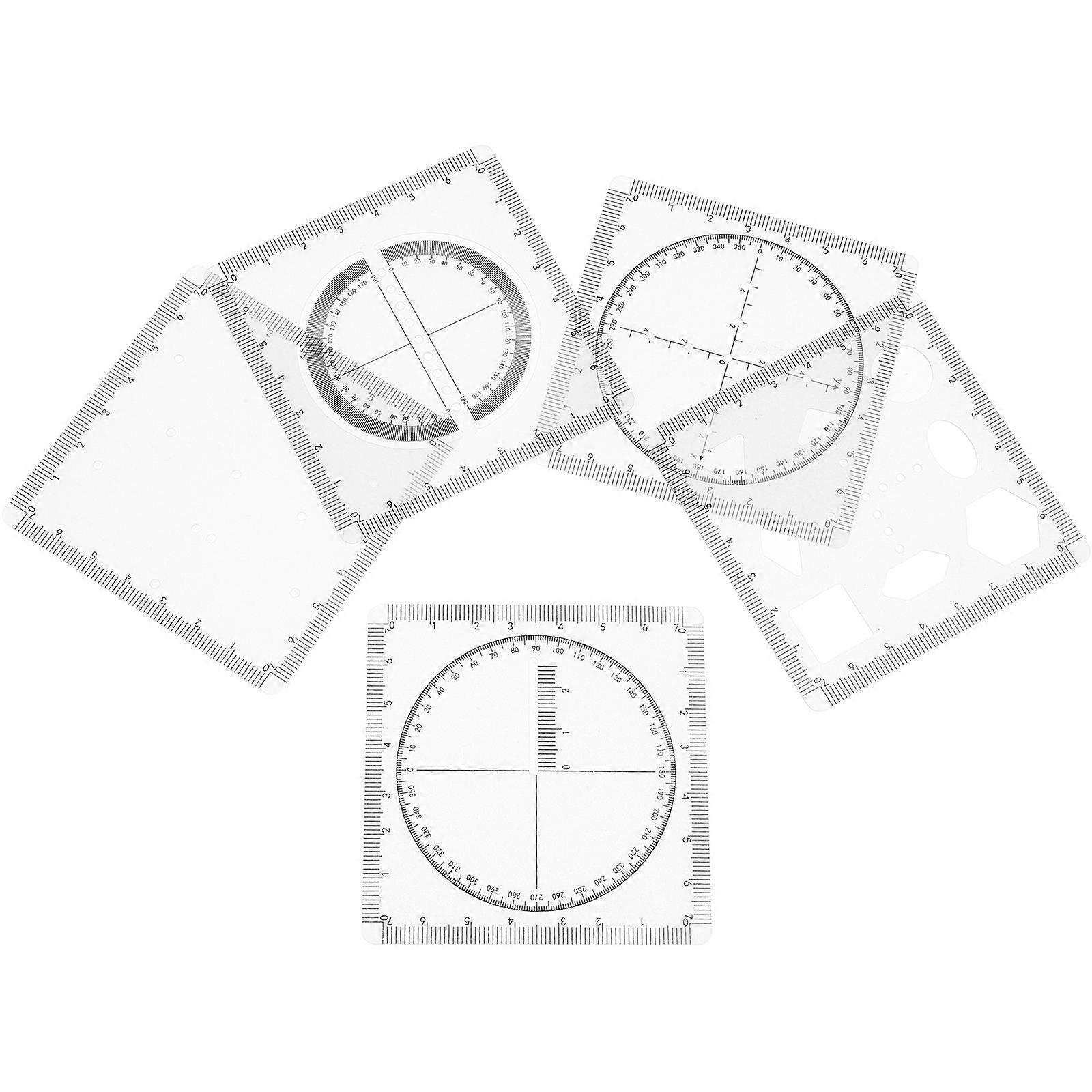 Multifunctional Math Functions Ruler for Drawing 1Set Transparent PVC Template