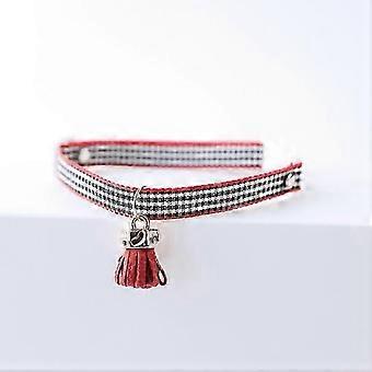 XYYC-Dog and cat collars Kitten Collar Easy-Wearing Comfortable Plaid Small Pet Dog Cat Belt for Kitty Black Dog and cat collars (Color : Wine Red)