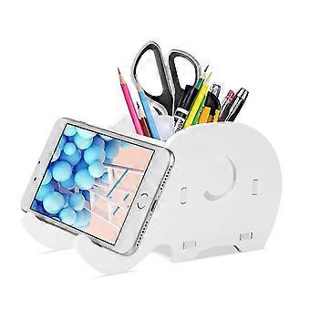 Desk Supplies Organiser, Cute Elephant Pen Pot Pencil Holder With Cell Phone Stand Tablet Desk Bracket Compatible Phone Smartphone