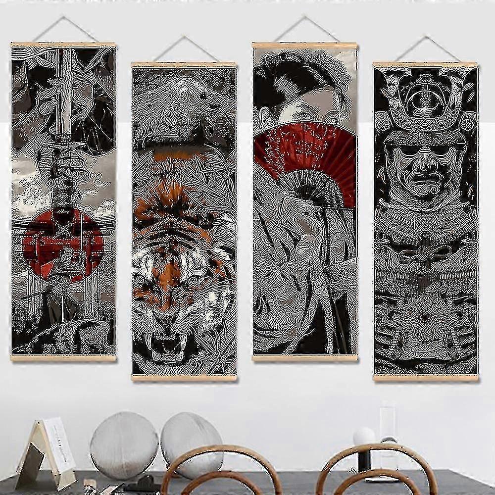 Japanese Samurai Ukiyo-e Scroll Poster