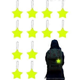 12 pcs Reflective pendants, Star reflective pendants, Reflective key ring for children, Safety refle [XR]