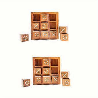 Wooden Tic Tac Toe Board Game with X and O Blocks, Parent-Child Interactive Educational Toy for Kids, Family Gathering Tabletop Game