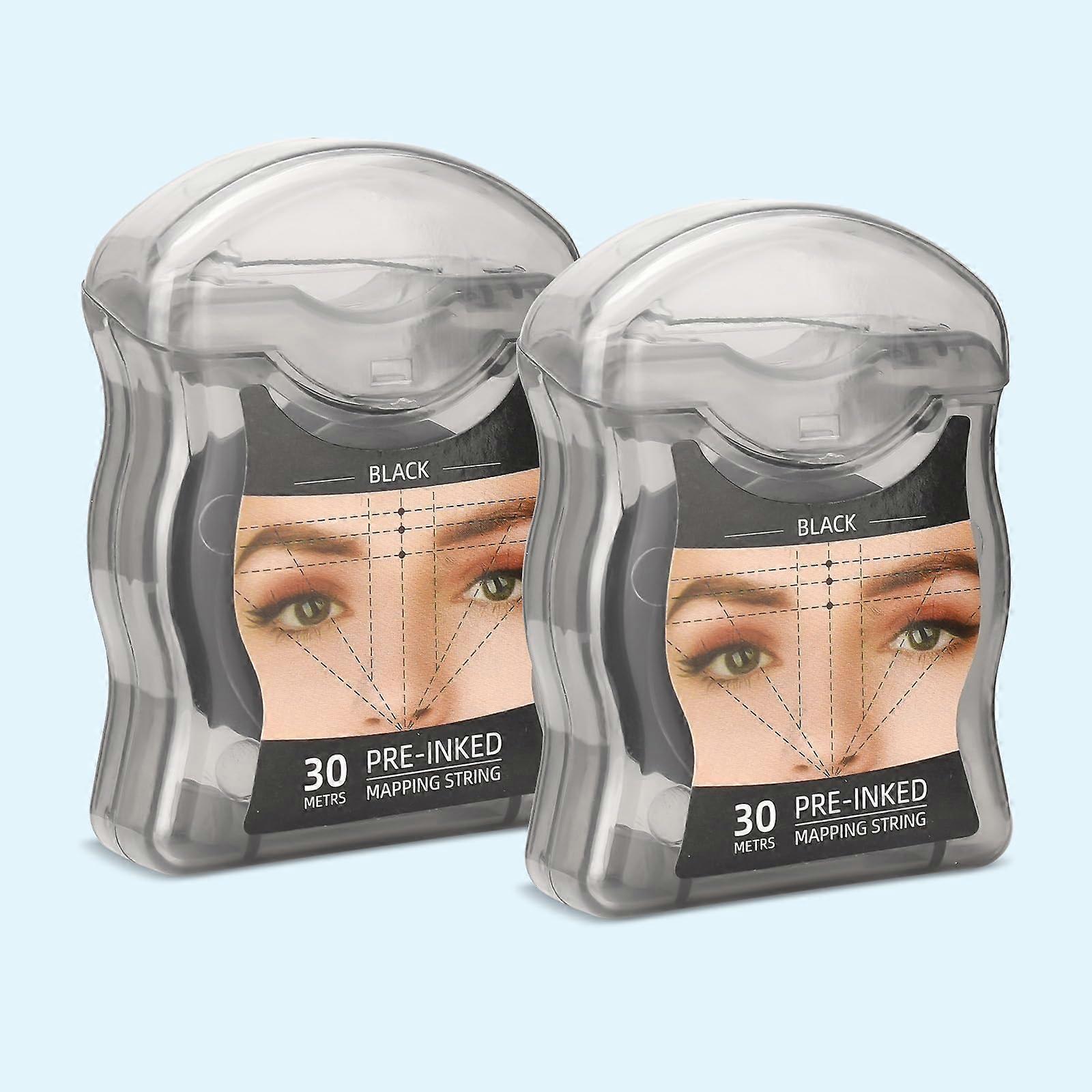 Preinked Eyebrow Mapping String for Accurate Symmetry, Bamboo Charcoal Thread, 2pcs