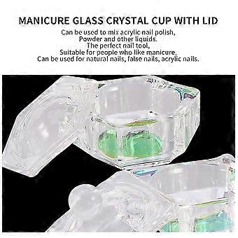 3pcs Nail Art Glass Crystal Cups with Lid Manicures Liquid Powder Glass Cup