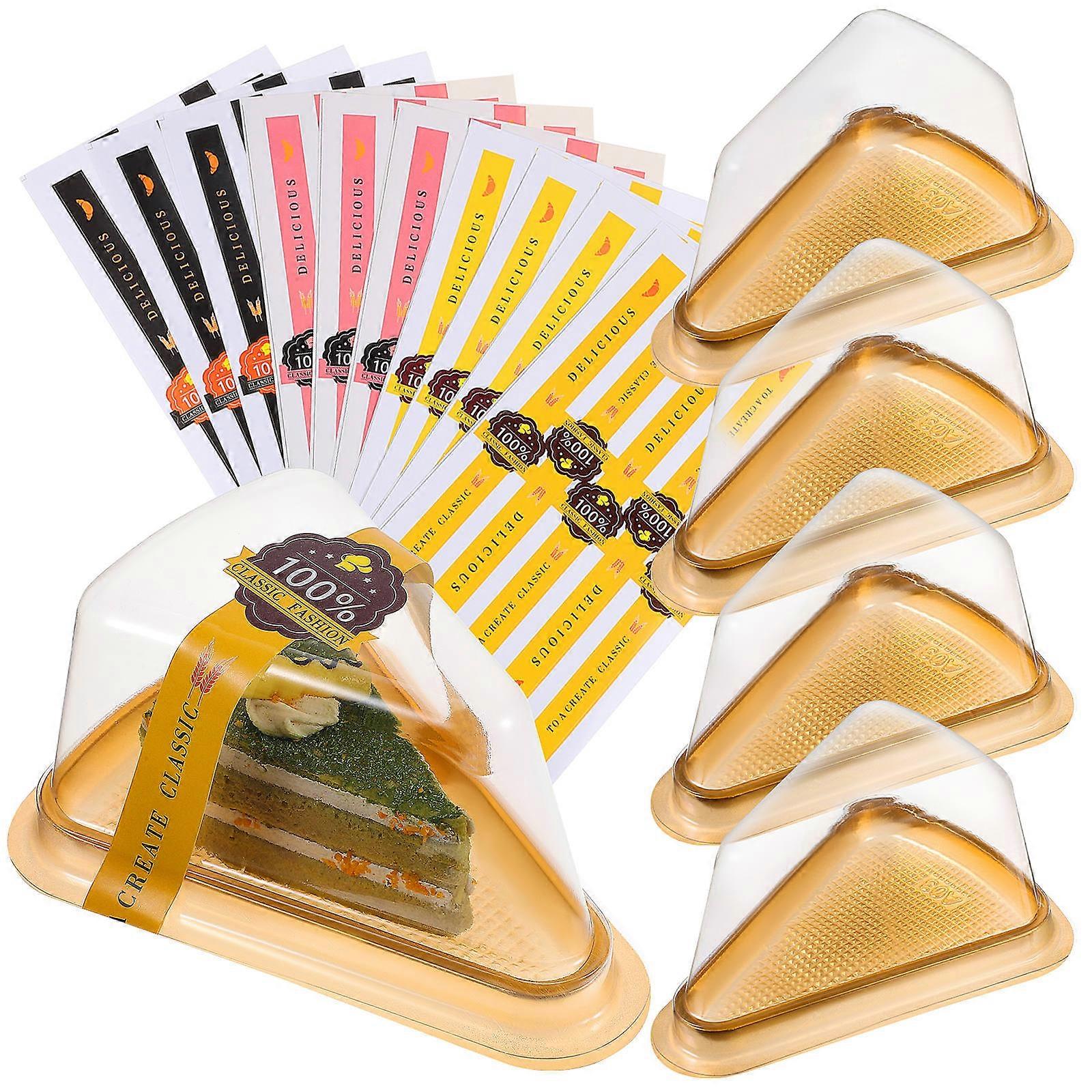 Cake Box Triangular Cake Containers for Storage 50Pcs with Stickers PVC
