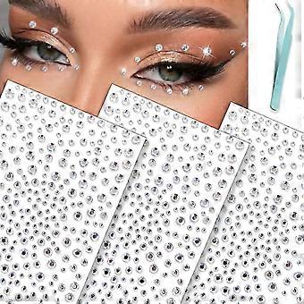 Transparante gezichtssteentjes, zelfklevende strass-stickers voor festivals, ravefeesten en make-up.