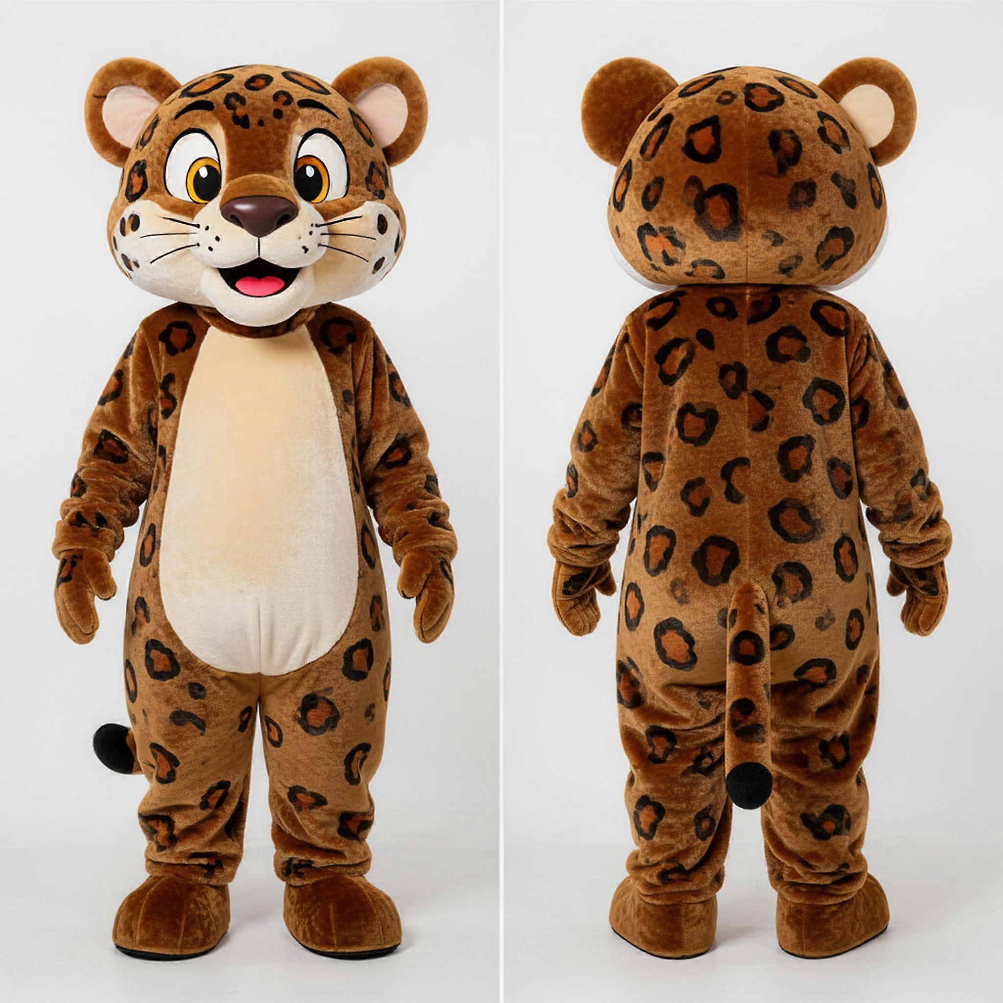 MASTICOT Golden Brown Cartoon Leopard Mascot