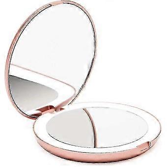 Fancii Led Lighted Travel Makeup Mirror, 1x/10x Magnification - Daylight Led, Compact, Portable, Large 5" Wide Illuminated Folding Mirror (lumi) Rose