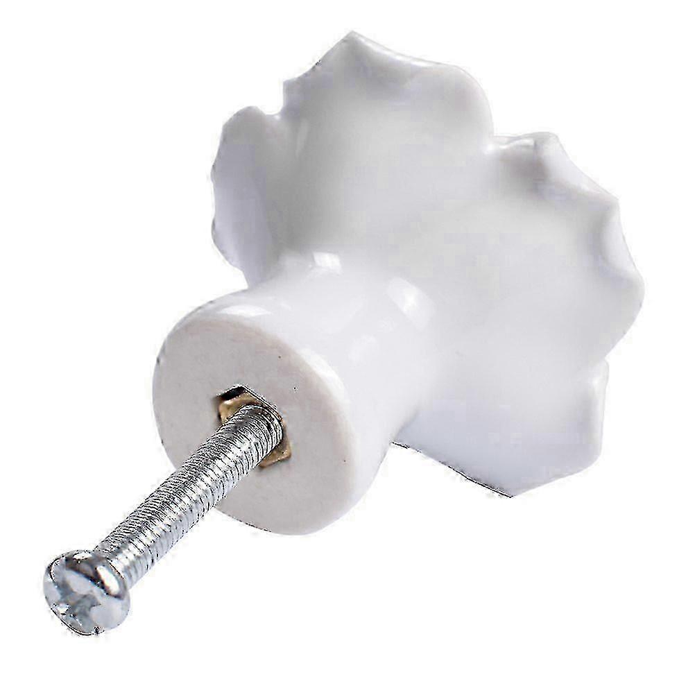 Rose Drawer Knobs Ceramic Cupboard Handle compatible with Kitchen 2Pcs White Pack